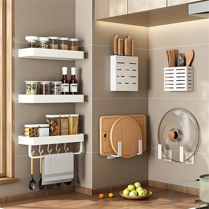 30-50Cm Kitchen Seasonings Rack Pepper Wall-Mounted Hook Cabinet Storage Spatula Tool Storage Kitchen Accessories