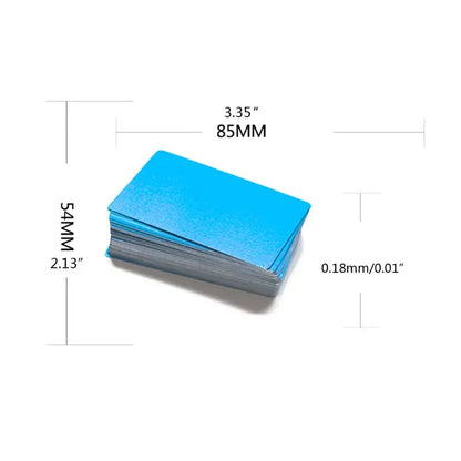 100 Pack Thick 0.18mm Business Cards Blanks Colored Finish Aluminum Metal Cards