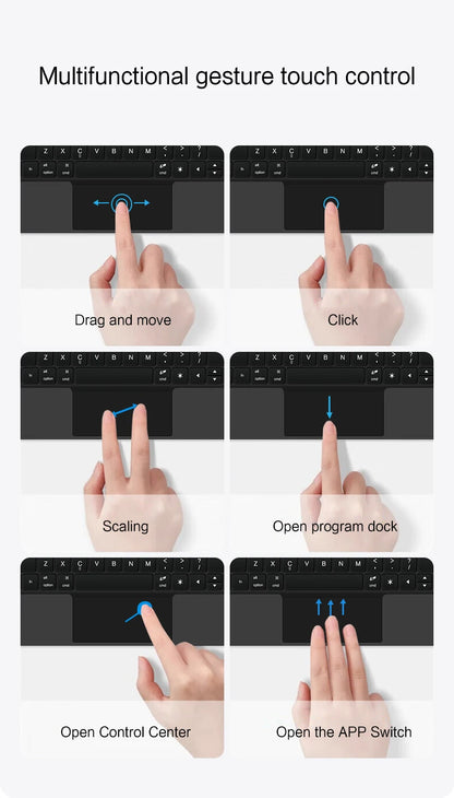 TouchPad Magic Keyboard for iPad Air 11 13 M4 2026 M3 M2 iPad 10 10th Air 4 5 6 iPad Pro 11 12.9 13'' M5 M4 Smart Cover Backlit