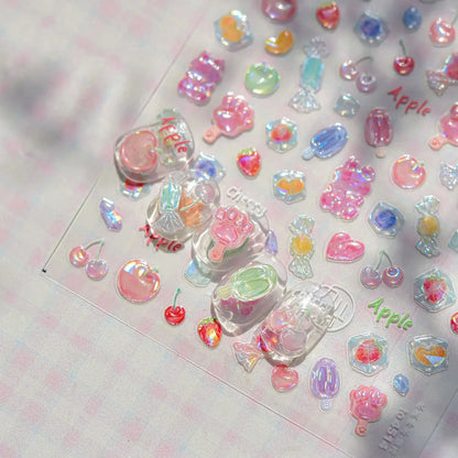 Colorful Water Bubble 5D Nail Art Stickers Goldfish Koi carp Dreamy Polarized Dreamlike Self Adhesive Delicate Manicure Decals