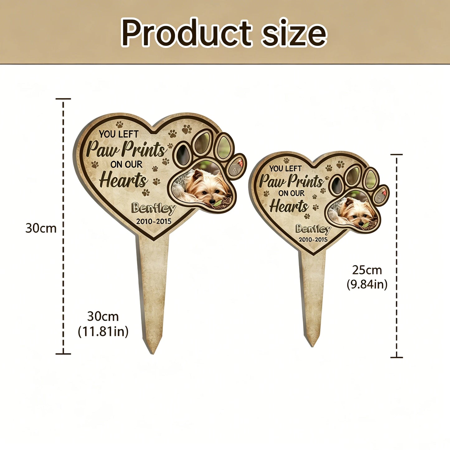 Custom Personalized Pet Grave Marker,Heart-Shaped Paw Print,Photo Insert,Garden Memorial Stake,Pet Loss Gift,Memorial Yard Decor