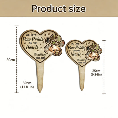 Custom Personalized Pet Grave Marker,Heart-Shaped Paw Print,Photo Insert,Garden Memorial Stake,Pet Loss Gift,Memorial Yard Decor