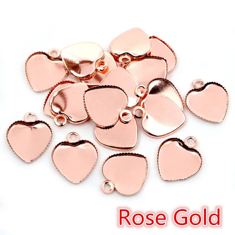 30pcs 12mm Stainless Iron Material Heart Blank Base Setting Fit 12mm Heart Cabochon Pendant Bezel Trays DIY Jewelry Findings
