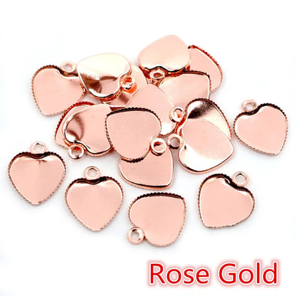 30pcs 12mm Stainless Iron Material Heart Blank Base Setting Fit 12mm Heart Cabochon Pendant Bezel Trays DIY Jewelry Findings