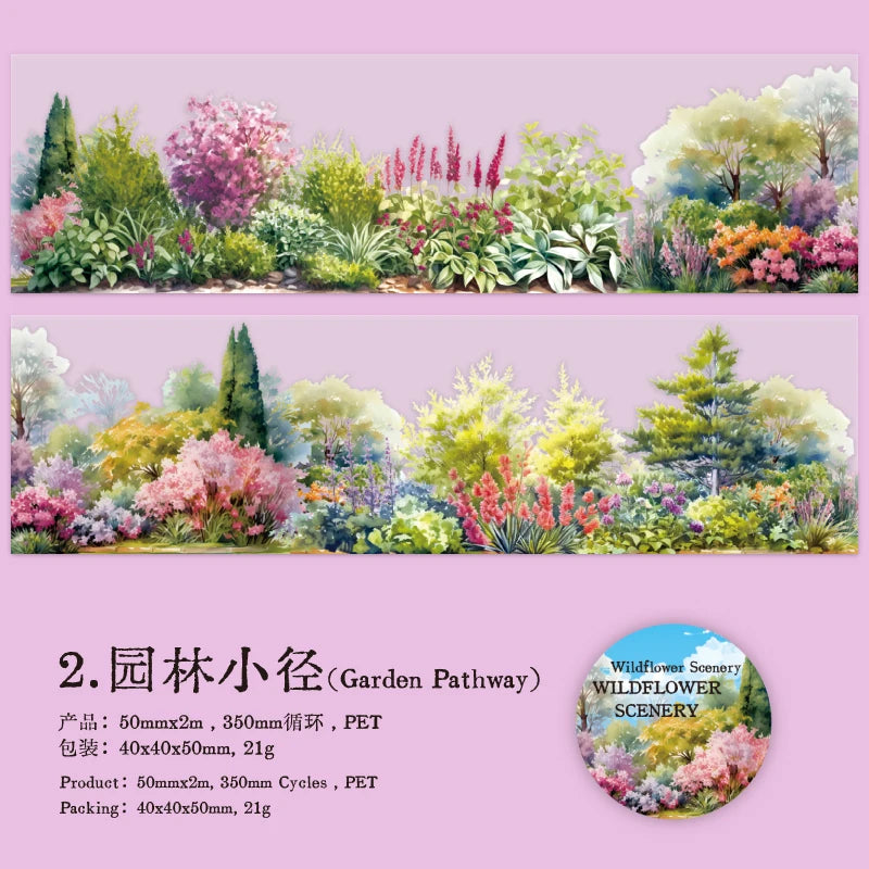 50mm*2m Plant flower landscape PET Tapes Creativity Scrapbooking Hand Account Adhesive hand made Diy Junk Journal Craft Supplies