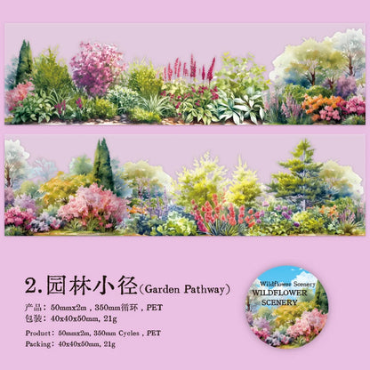 50mm*2m Plant flower landscape PET Tapes Creativity Scrapbooking Hand Account Adhesive hand made Diy Junk Journal Craft Supplies