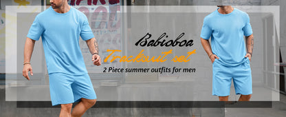 2025 New Men's Summer Round Neck Short Sleeve Suit Outdoor Sports Breathable Comfortable Shorts Suit Letter Print Casual Suit