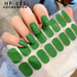 16Tips UV Semi-Cured Gel Nail Wraps Sticker 5D Pure Color Full Cover UV Lamp Gel Sticker Long-Lasting Nail Extension Patch Strip