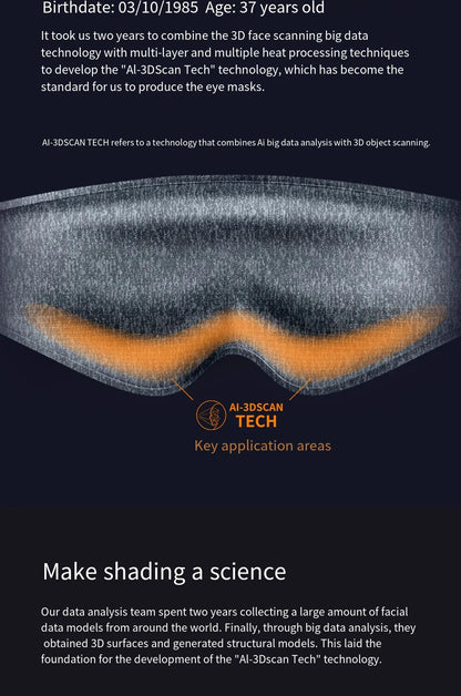HOMEFISH Eye Mask Sleep 3D Stereoscopic Sleep Aid for Men Women Adult Portable For Sleeping Block Out Light Eye Mask Travel
