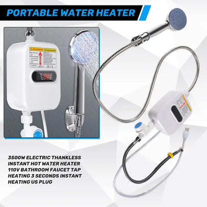 Electric Thankless Instant Hot Water Heater 3 Seconds Instant Heating 3500W Bathroom Faucet Tap Heating US Plug 110V