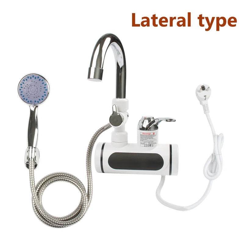 DMWD Electric Instant Hot Water Faucet Stainless Steel Water heater with LED Temperature Display Tankless Tap For Kitchen shower