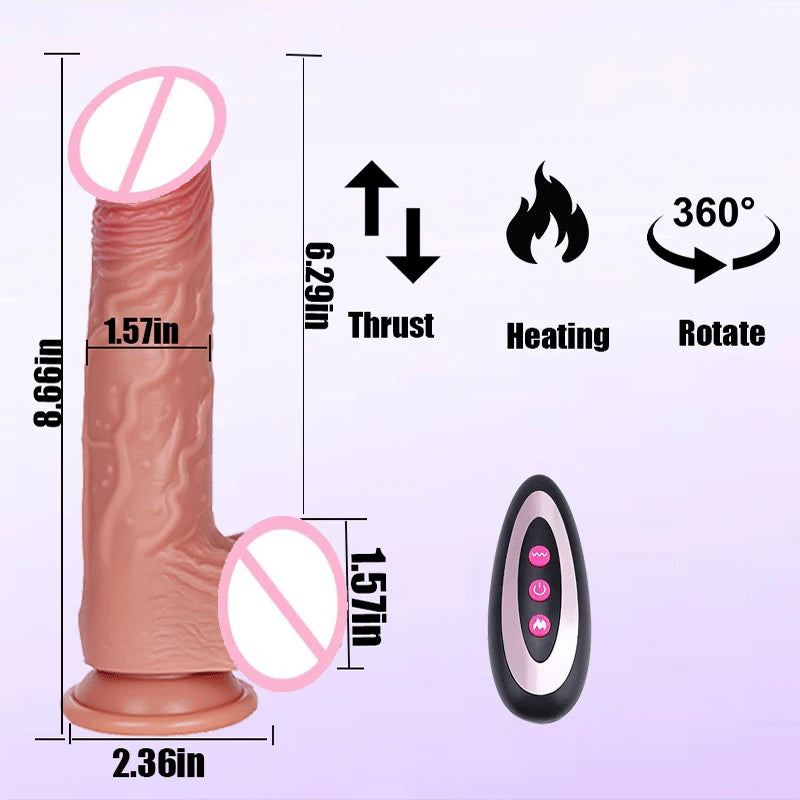 Telescopic Female Vibrator Dildo with Remote APP Control Heating Realistic Large Penis Massager Masturbator Sex Toy for Women