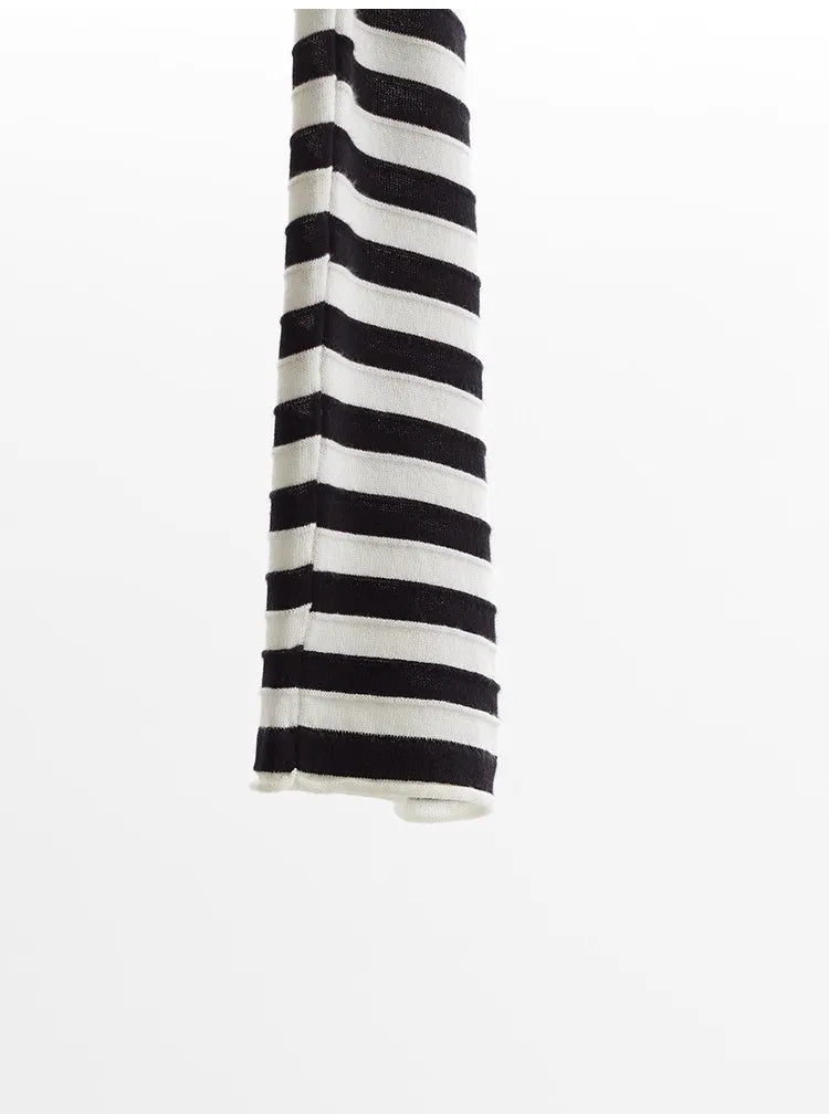 Classic Striped Long Sleeve T-Shirt Casual Versatile Knitted Pullover Top for Women 2026 Spring New Style