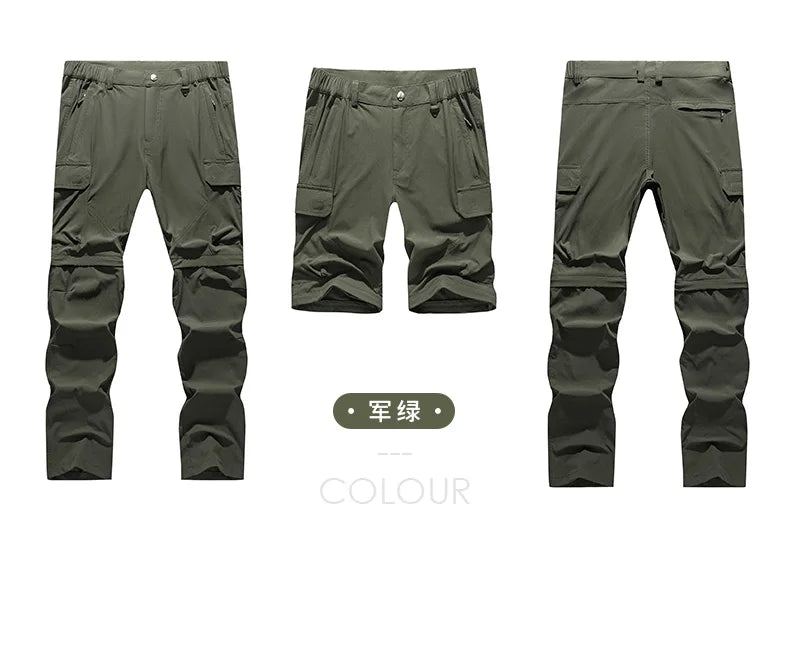 Men's Cargo Hiking Convertible Pants, Waterproof, Quick Dry, Lightweight, Removable Zipper, Perfect for Outdoor Adventures, Fishing and Camping, All-Season Versatile Hiking Gear.