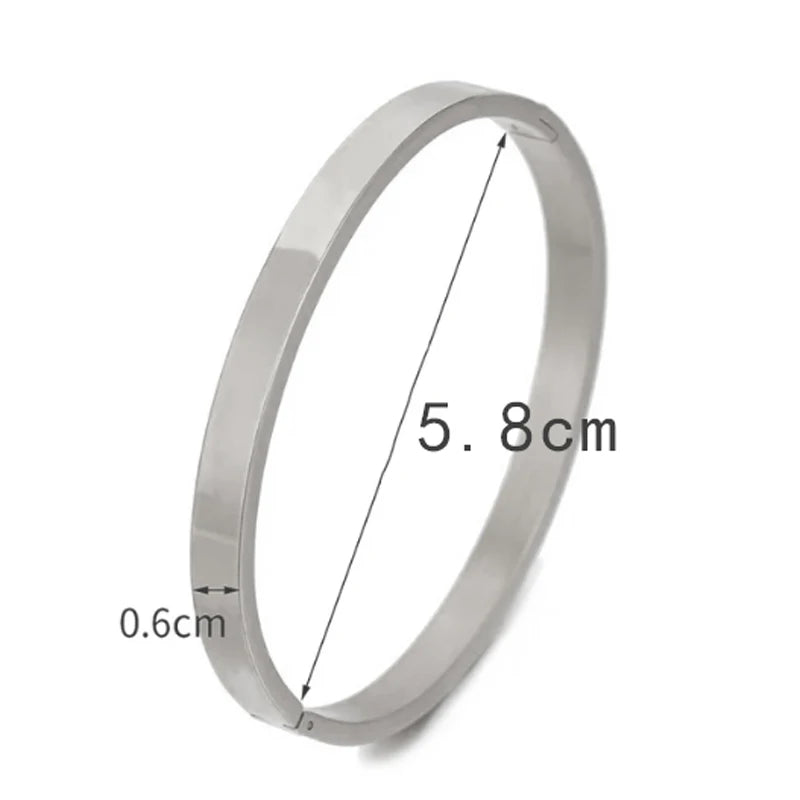 Hot Fashion Stainless Steel Jewelry Oval Bangle for Woman Child Charm Bracelet Party Love Wedding Brand Gift Wholesale