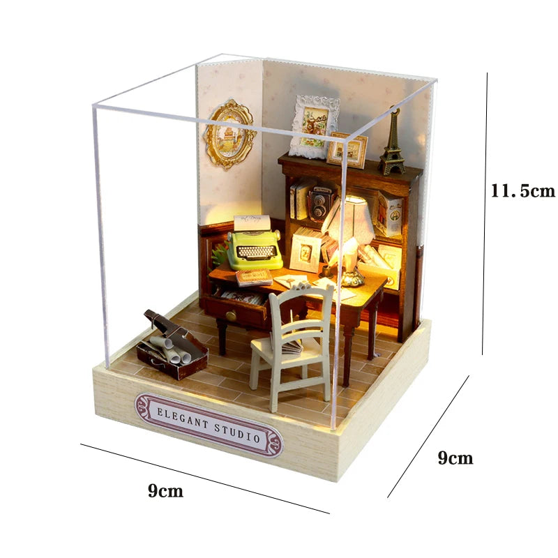 Mini Miniature Doll House DIY Small House Kit Making Room Toys Home Bedroom Decorations With Furniture Wooden Craft DollHouses