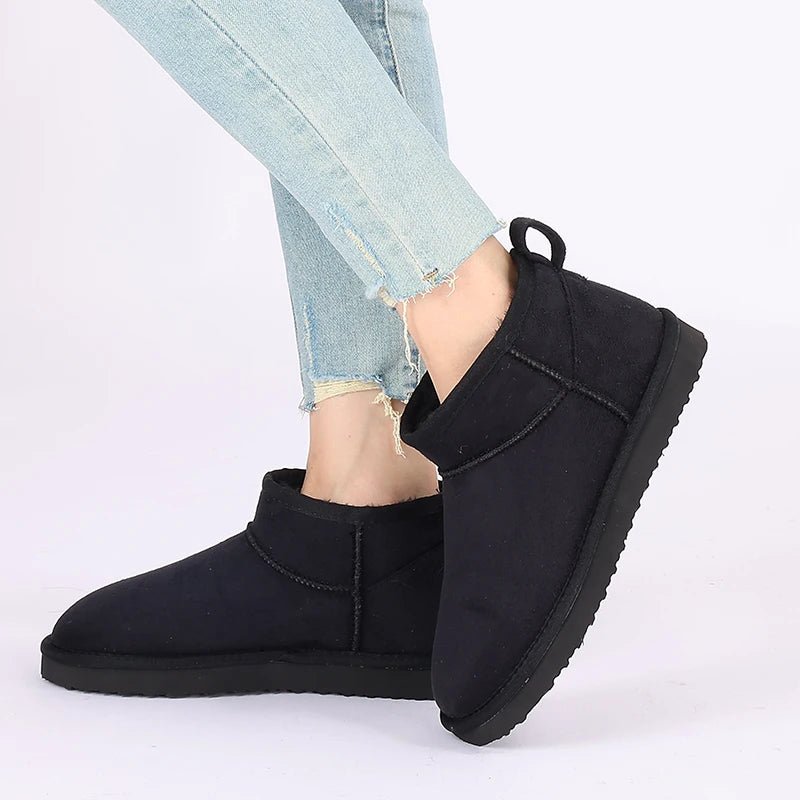 Smile PoP New Winter Cotton Women Boots Warm Suede Women Shoes Casual Plush Mini Cotton Snow Boots Nonslip Furry Ankle Shoes