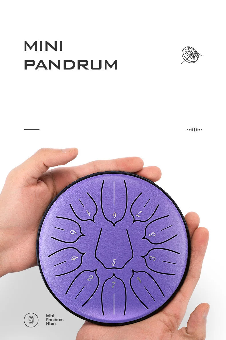 Hluru Glucophone Steel Tongue Drum 6 Inch 11 Notes D Tone Ethereal Drum Music Drum Yoga Meditation Percussion Instrument
