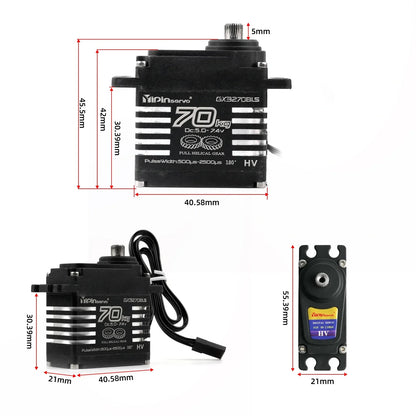 70kg Digital Servos Large Torque Magnetic Induct 8.4v Brushless Motor IP68 Steel Helical Gear For 1/8 1/10 Remote RC Car Robot