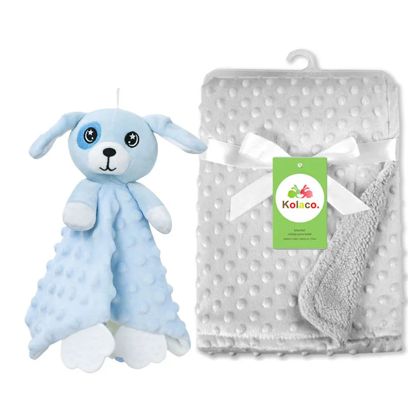 Custom Name Baby Blanket Personalized Baby Shower Gift Soft Minky Dot 2-in-1 Blanket & Lovey Set for Boys Girls