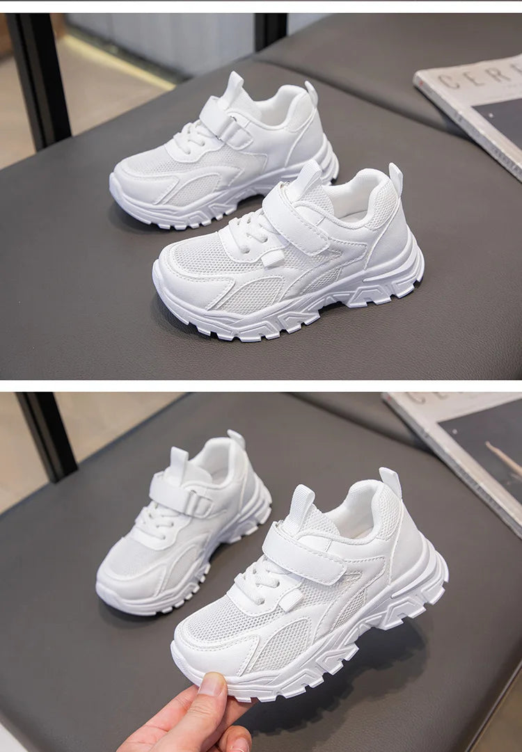 Kid Sneakers Sport Shoes for Boys Fashion Leather Children Breathable Mesh Comfort Shoes Casual Walking Outdoor Running Shoes