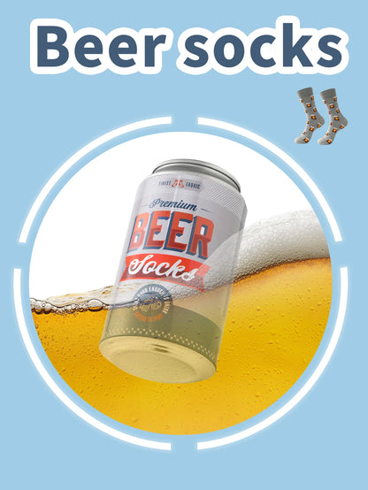 A pair of unique beer personalized patterns socks men and women on the eve of Halloween Give Friends Gift Socks Four Seasons
