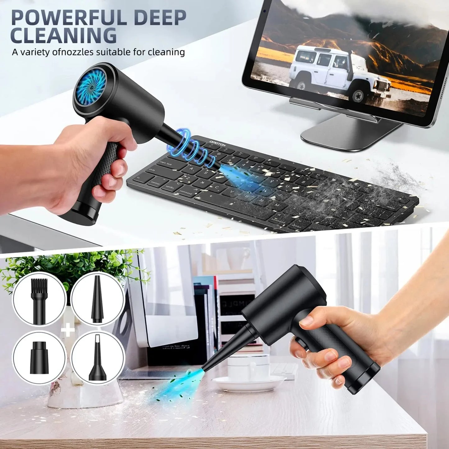 Electric Wireless Air Duster Compressed Air Blower Compressed Air for Cleaning Computer Keyboard Camera Car Home With LED Light