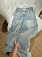 Retro Rhinestone Jeans for Women 2026 New Casual Straight Leg Denim Pants Spring Light Blue Narrow Wide Leg Trousers