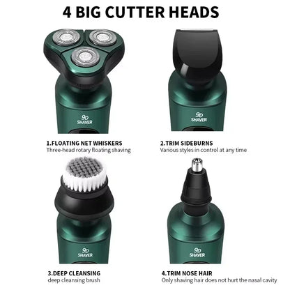 New Electric Shaver LED Digital Display Three-head Floating Razor USB Rechargeable Washing Multi-function Beard Knife