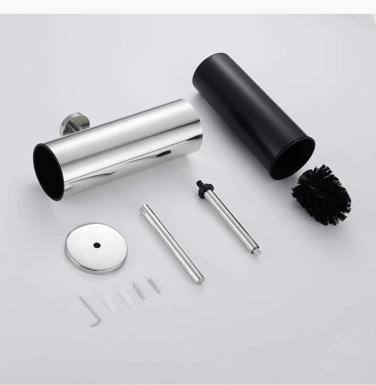 304 Stainless Steel Wall Mounted Bathroom Scrubber, Odor Proof Hanging Toilet Bowl Cleaning Brush with Holder