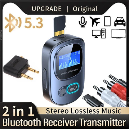 VIKEFON Car AUX Bluetooth Audio Receiver Transmitter TF Card Jack RCA Airplane Wireless Adapter Mic for TV PC Headphone Speaker