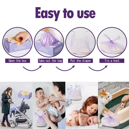 Portable Nappy Bags Disposable Scented Leak-proof Odor Removing Garbage Bag for Feminine Products Diaper Disposal Pet Waste Bags