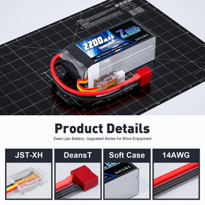 2pcs Zeee 3S 2200mAh Shorty Lipo Battery 11.1V 50C with T/XT60 Plug for RC Car Truck Drone Airplane FPV RC Hobby Models Parts