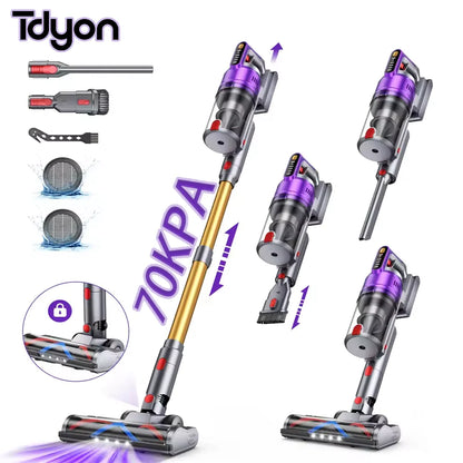 Tdyon Nova 70000Pa Cordless Vacuum Cleaner, 75Mins Long Runtime Removable Battery, Self-Standing Wall Charging, Lightweight Stick Vac for Home Pet Hair