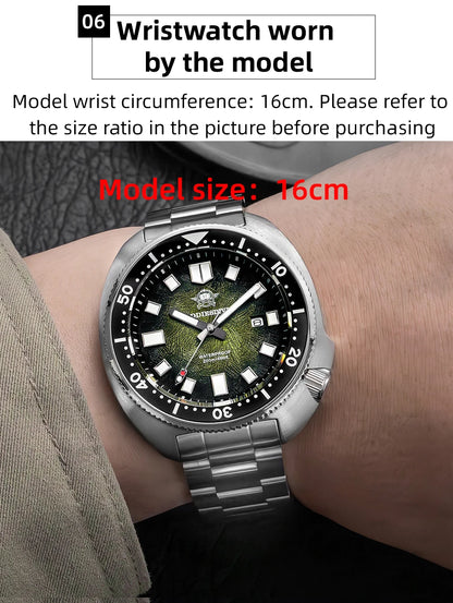 ADDIESDIVE Men Watch Sapphire Glass AR Coated Quartz Watches Luminous 200m Waterproof Turtle Diver Watch Reloj Hombre AD2511