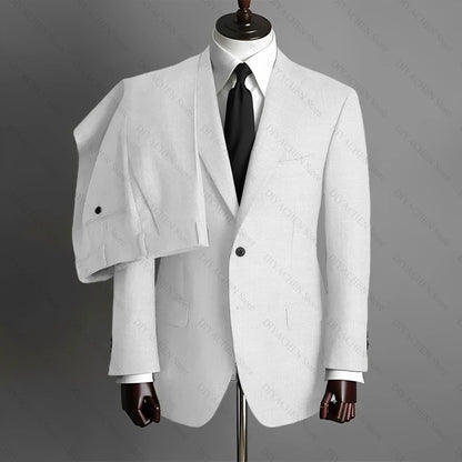 Fashion Gray Men Suits High-end Single Breasted Wedding Tuxedo Business Casual Office Male Suit Slim 2 Piece (Blazer+Pants)