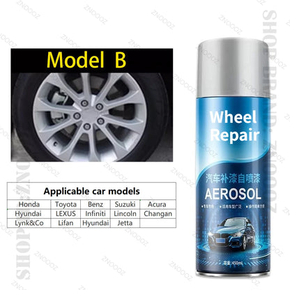 450ml Silver Series Alloy Automotive Wheel Repair Spray Paint - DIY Scratch Remover, Touch Up Paint Quick Matte Bright black