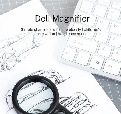 Deli High-Definition Handheld Magnifying Glass Portable Elderly Reading Aid with Dual Mirror for Identification
