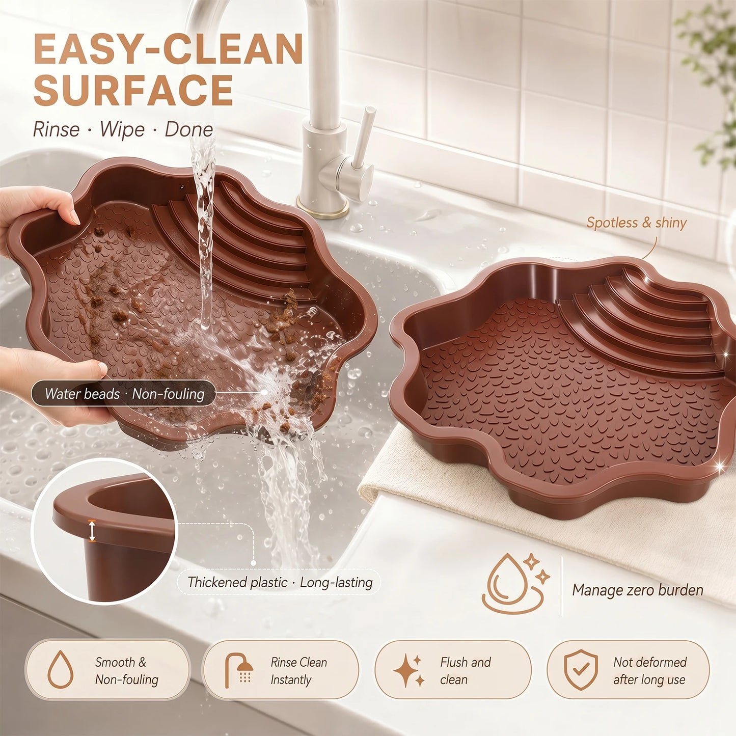 Turtle Bathing Pool Plastic Reptile Water Bowl with Ramp Non Slip Feeding Tray for Tortoise Gecko Frog Snake Terrarium Decor