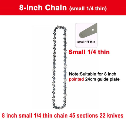 Chain for Mini Chainsaw 8 Inch 1/4"P Electric Saw 45 knots 22 knives Saw Blade Wireless Mini Saw Bar Chain Guid Logging Chainsaw