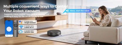 Vastorm E2 Robot Vacuum Cleaner 3-in-1 Floor Mop 5000Pa Powerful Suction with Auto-Charging Alexa/WiFi/App Control for Pet Hair Floors Cleaning