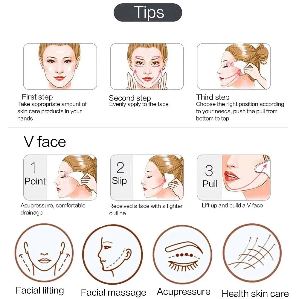 Natural Stone GuaSha Jade Facial Beauty Scraping Massage Tools Firm Skin Care Face Gua Sha SPA Physical Therapy Gue Che Roller