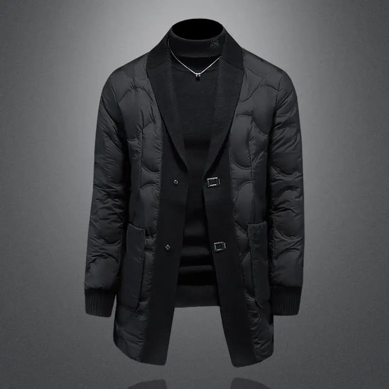 High quality 2025 Winter 90% White Duck New Fashion British Style Casual Loose Slim Mid-length Down Jacket