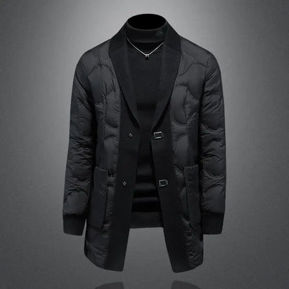 High quality 2025 Winter 90% White Duck New Fashion British Style Casual Loose Slim Mid-length Down Jacket