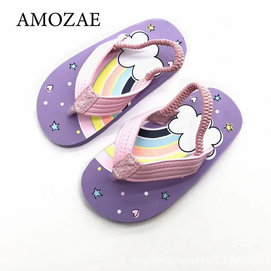 Children Flip Flops Shoes Cartoon Summer EVA Soft Sole Indoor Bathing Anti Fall Girls and Boys Sandals Beach and Pool Slippers