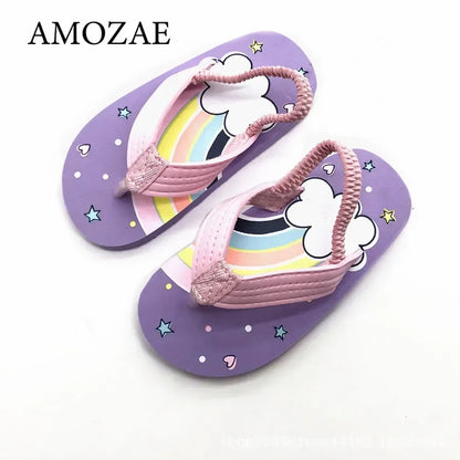 Children Flip Flops Shoes Cartoon Summer EVA Soft Sole Indoor Bathing Anti Fall Girls and Boys Sandals Beach and Pool Slippers