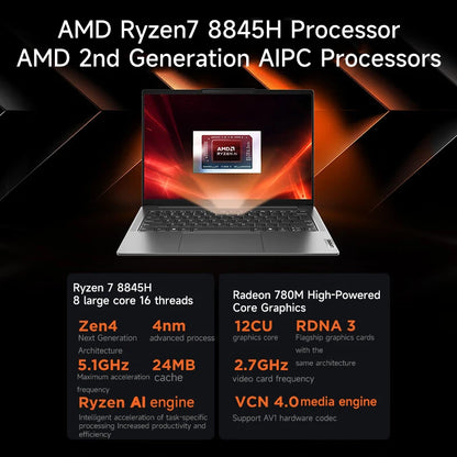 Lenovo Laptop Xiaoxin Pro14 2024 14' 2.8K 120Hz OLED Screen AMD Ryzen 7-8845H 16G/32G LPDDR5 1TB/2TB PCIE4.0 SSD Notebook PC