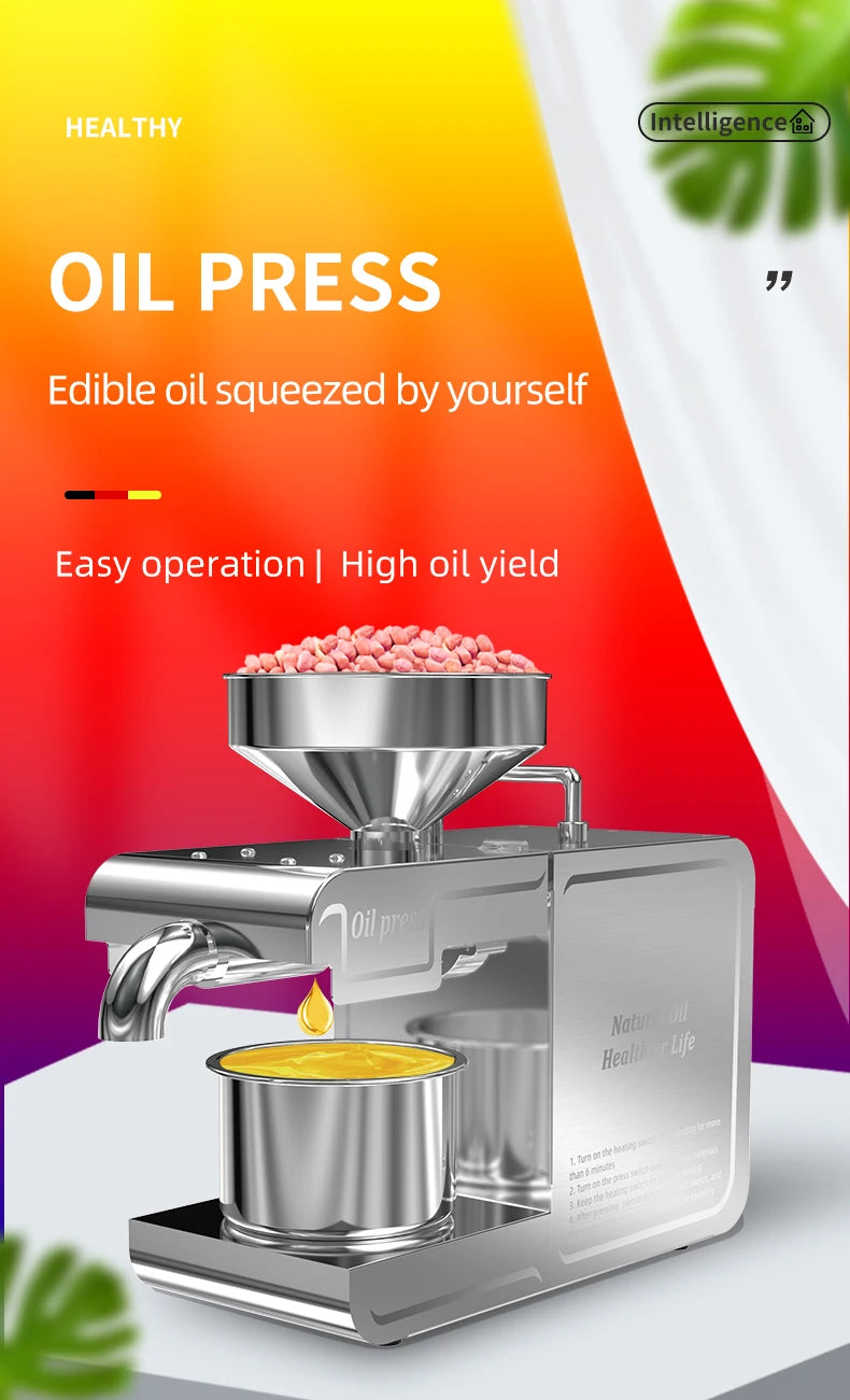 DIVEDEER New T1 Temperature Control Stainless Steel Hot and Cold Household Intelligent Small and Medium-sized Oil Press Machine