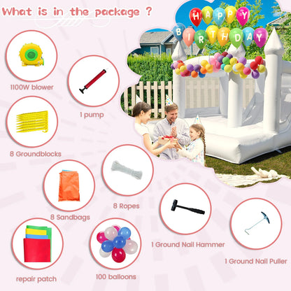 4.5m Commercial PVC White Bounce House Inflatable Wedding Castle for Adult Kids Children's playground, children's toys