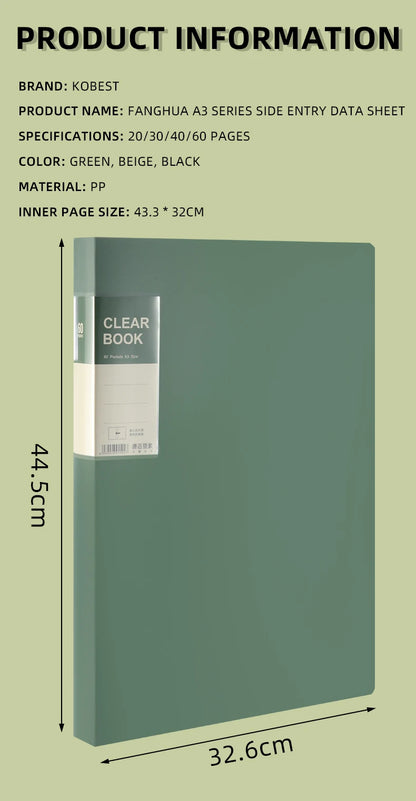 A3 Side-Entry Art Portfolio for Students - Painting Folder, Poster, Sketch Paper, Insert Pockets, Certificate Holder 20-60Pages